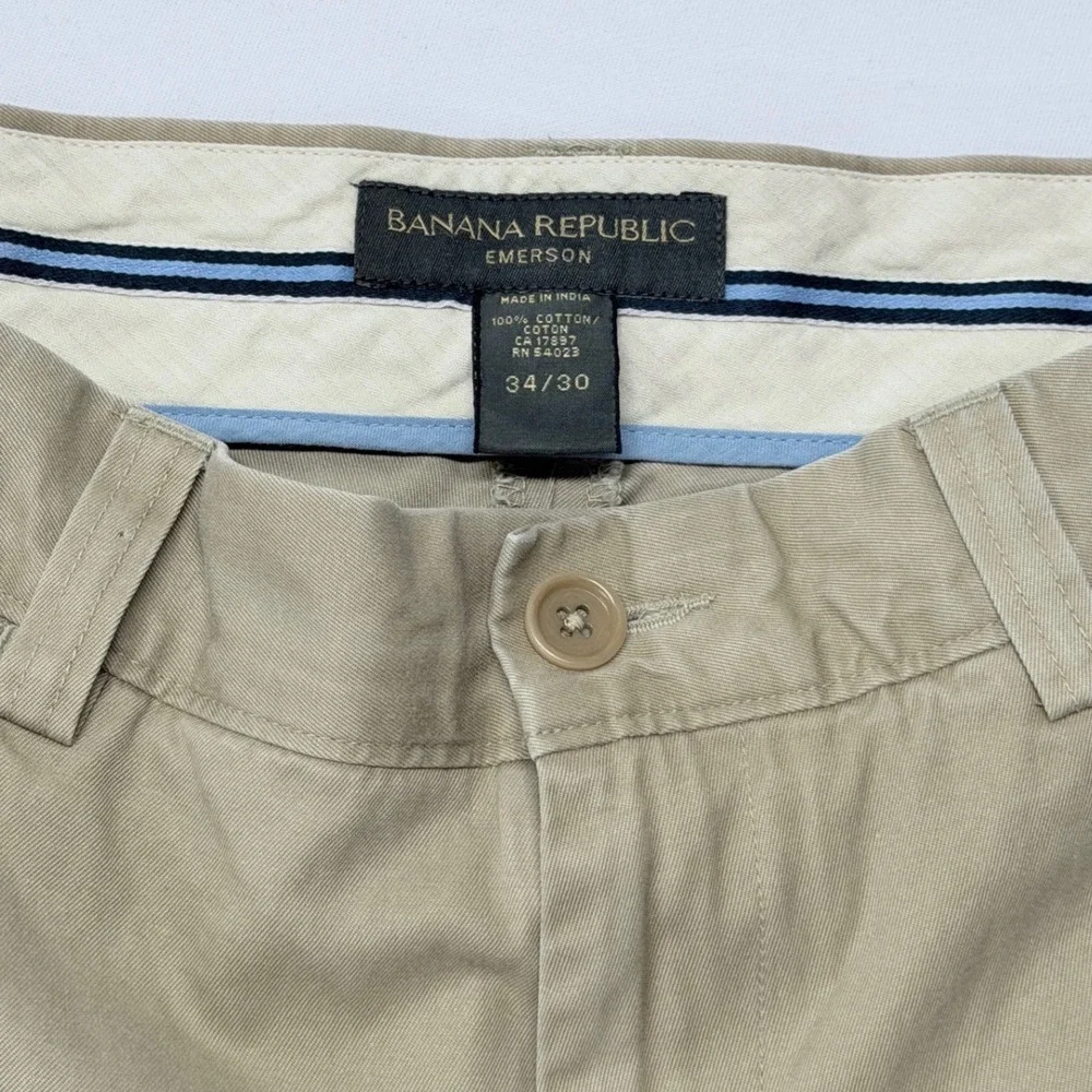 Banana Republic Emerson Chino Pants Mens 34x30 Khaki Tan Straight Leg Cotton